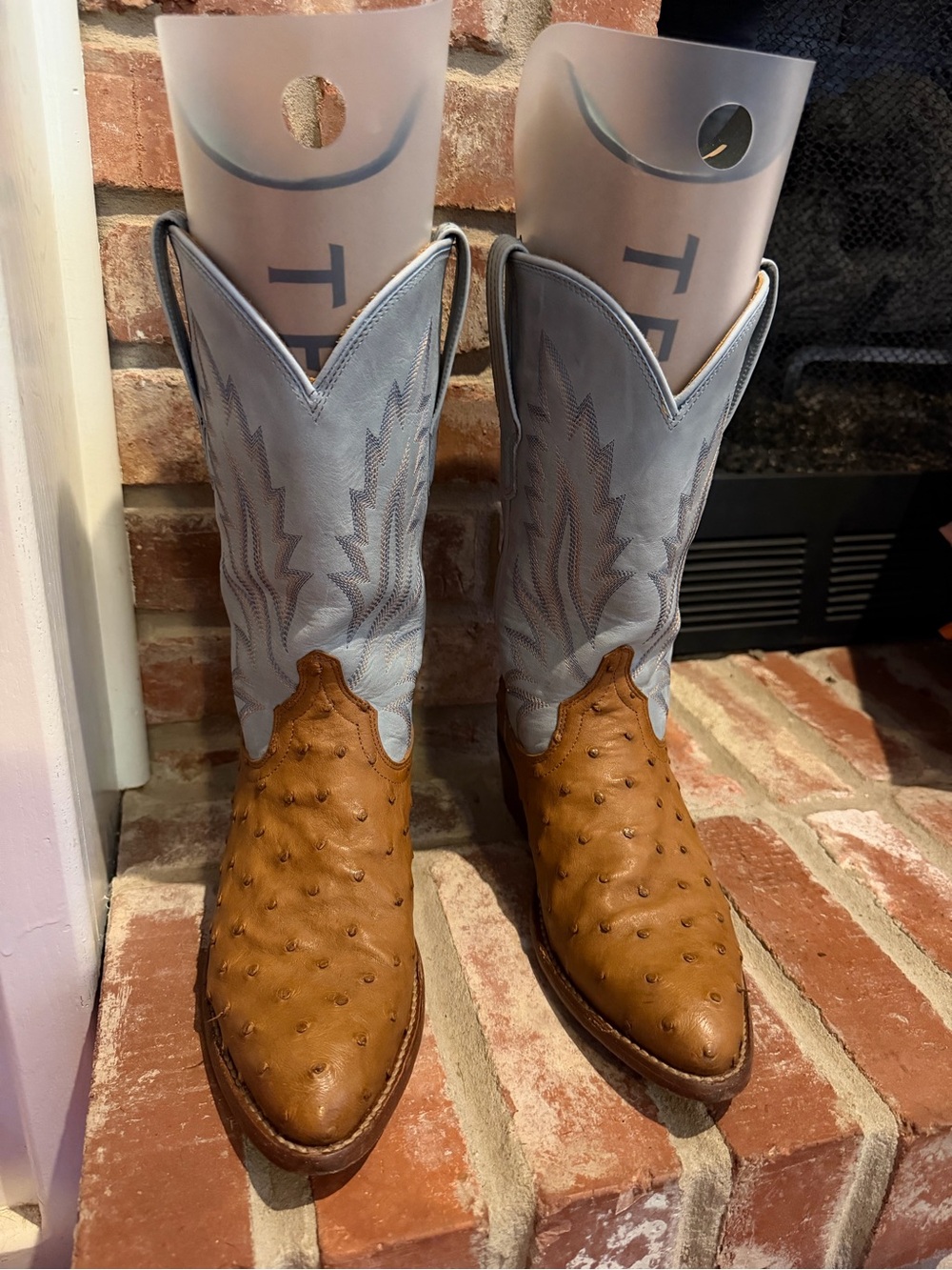 Tecovas the Jamie Tan Slate Ostrich Western Boot 6.5